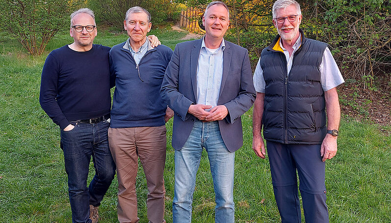 Christoph Waffenschmidt, Tony Rinaudo, Carsten Brodesser und Jürgen Köppe (v. l. n. r.) freuten sich über die gelungene Veranstaltung.